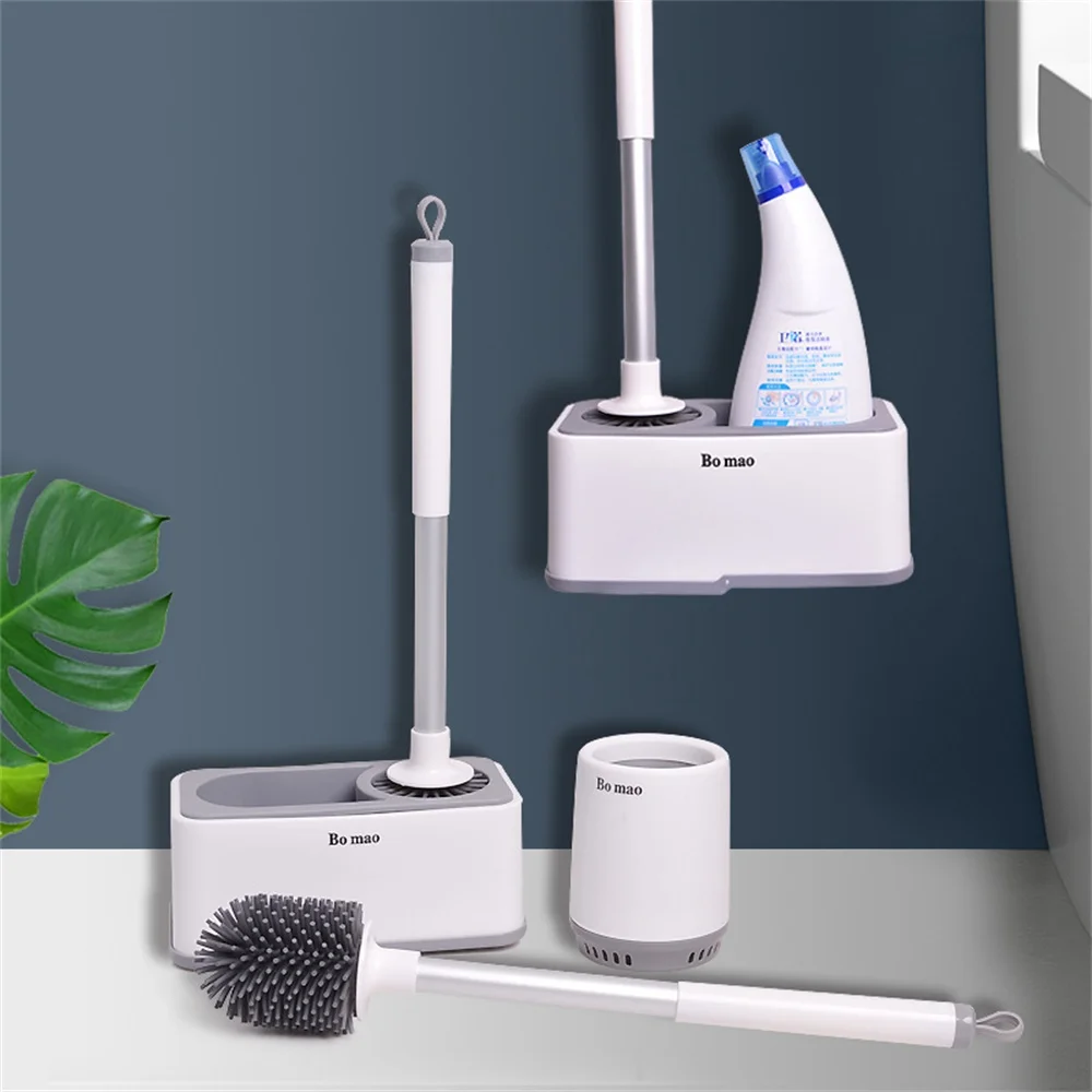 Toilet Wall-mounted Cleaning Set Wall-mounted With Brush Holder Pte Aluminum Alloy Toilet Brush Office No Dead Angle