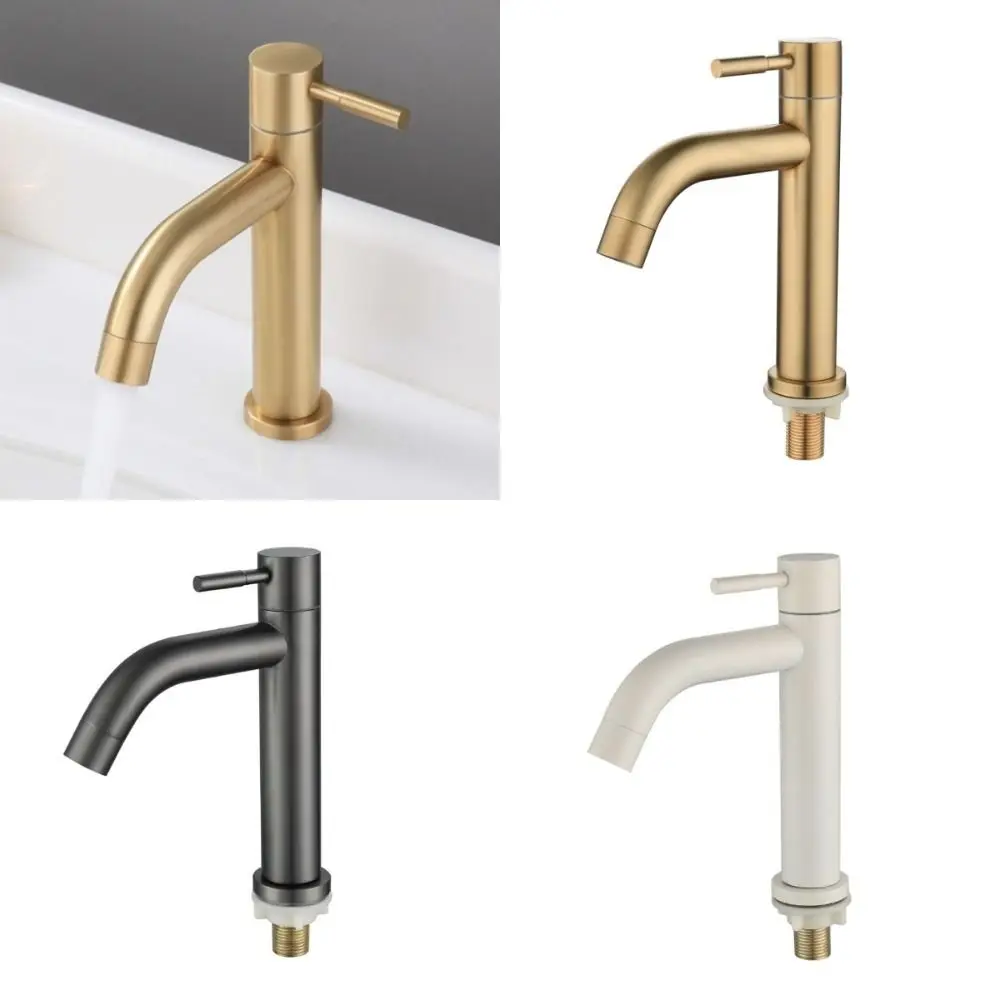 

Смеситель для раковины, смеситель для раковины в ванной комнате, настенный матовый золотой кран из нержавеющей стали, поворотный переключатель, защита от утечек