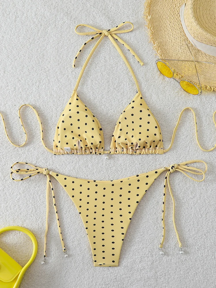 Trend Bikinis 2026 Women's Swimsuit Sexy Pearl Micro Bikinis Sets Dot Print Female Swimwear for Woman Bathing Suits Beachwear - Image 4