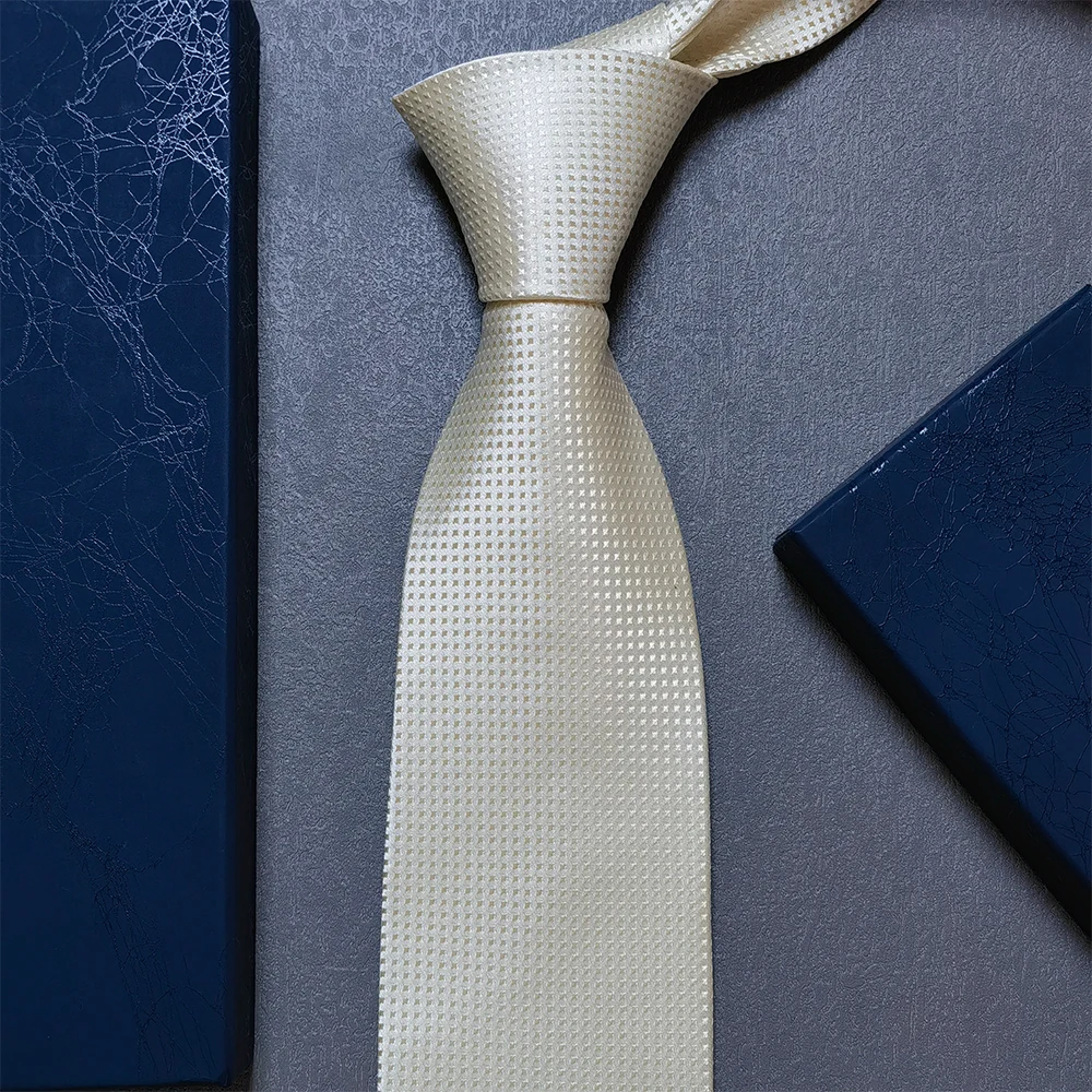 8CM Geometric Round Dot Tie Luxury High Quality Jacquard Necktie for Men