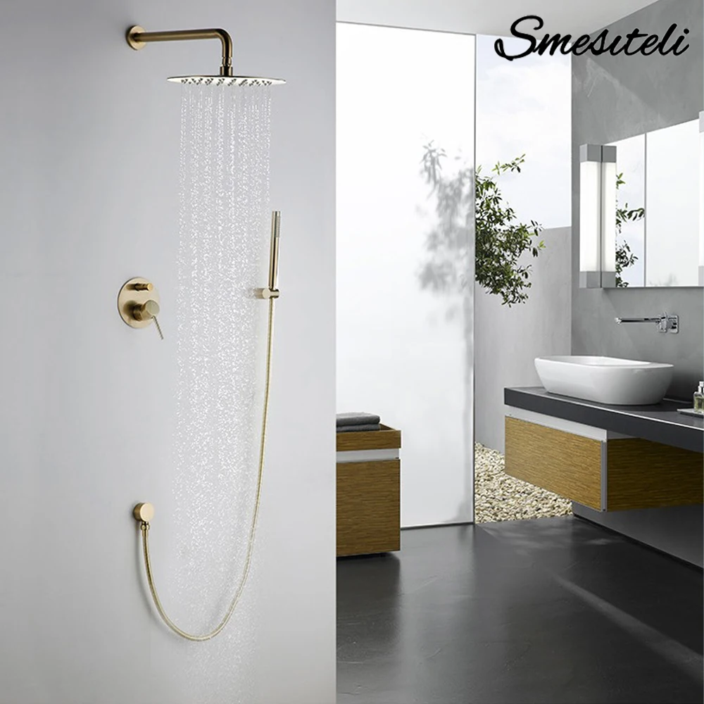 

Всплывающий смеситель для душа с кнопкой, смеситель для горячей и холодной воды, 2-ходовой переключатель, 8-12 дюймов, смеситель для дождя, керамический картридж, набор для душа