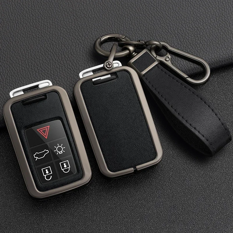 

Car Key Case Cover For Volvo XC60 V60 S60 XC70 V40 Leather Keychain Holder Fob Protector Keyring Protective Accessories Shell