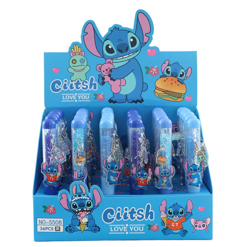 

Disney Stitch Gel Pen Cartoon Set Doll 0.7mm Blue Diamond Pendant Acrylic Twist Pen Students Learn Stationery Random 2/4pcs