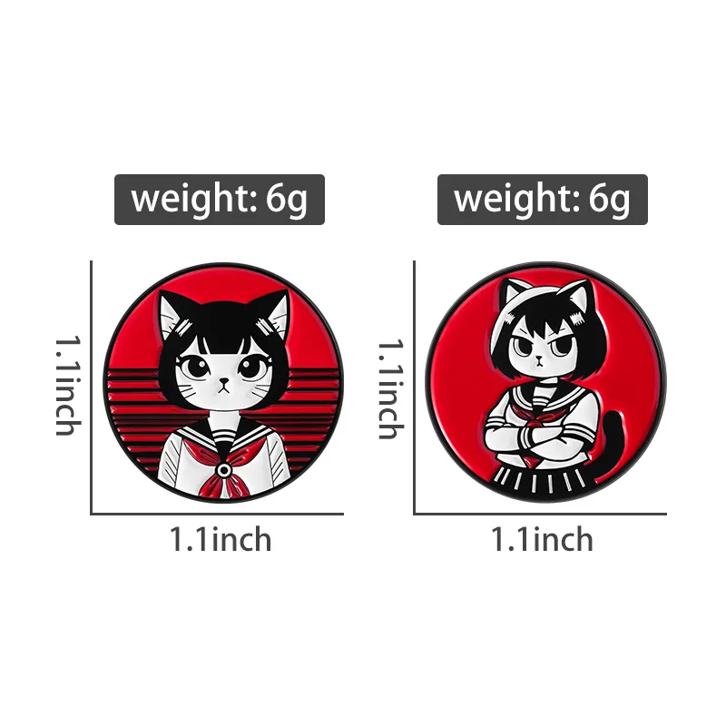Regenbogen Katze Emaille Pins Cartoon Japanische Anime Mädchen Cowboy Brosche Revers Abzeichen Nette Lustige Memes Schwarz Kätzchen Schmuck Geschenk – Detail 8