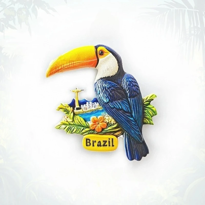 مغناطيس ثلاجة الطوقان البرازيلي - تذكار الطيور الاستوائية ثلاثية الأبعاد لديكور الغابات المطيرة من أمازون هدية فريدة من نوعها في أمريكا اللاتينية مع مغناطيس قوي #1