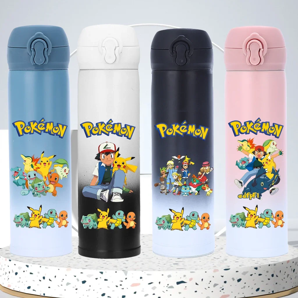 Pokemom 500ML Portable Stainless Steel Water Bottle Anime Cartoon Pikachu Insulated Water Bottle Insulated Cup