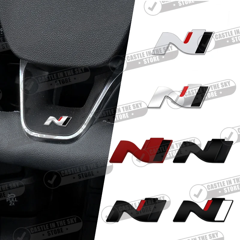 N Logo Metal Emblem Car Steering Wheel Badge Sticker Emblem Decal For Tucson Ioniq Elantra Kona I30 I40 I10 I20 Ix25 Ix35 NX4