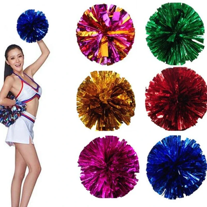 1PC Double Hole Handle Game Pompoms Competition Flower Cheerleading Cheering Ball Dance Party Decorator Club Sport Supplies