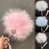 Vintage with Tassels Fairy Feather Fan Colorful Foldable Craft Fan Photo Prop Fluffy Dance Hand Fan