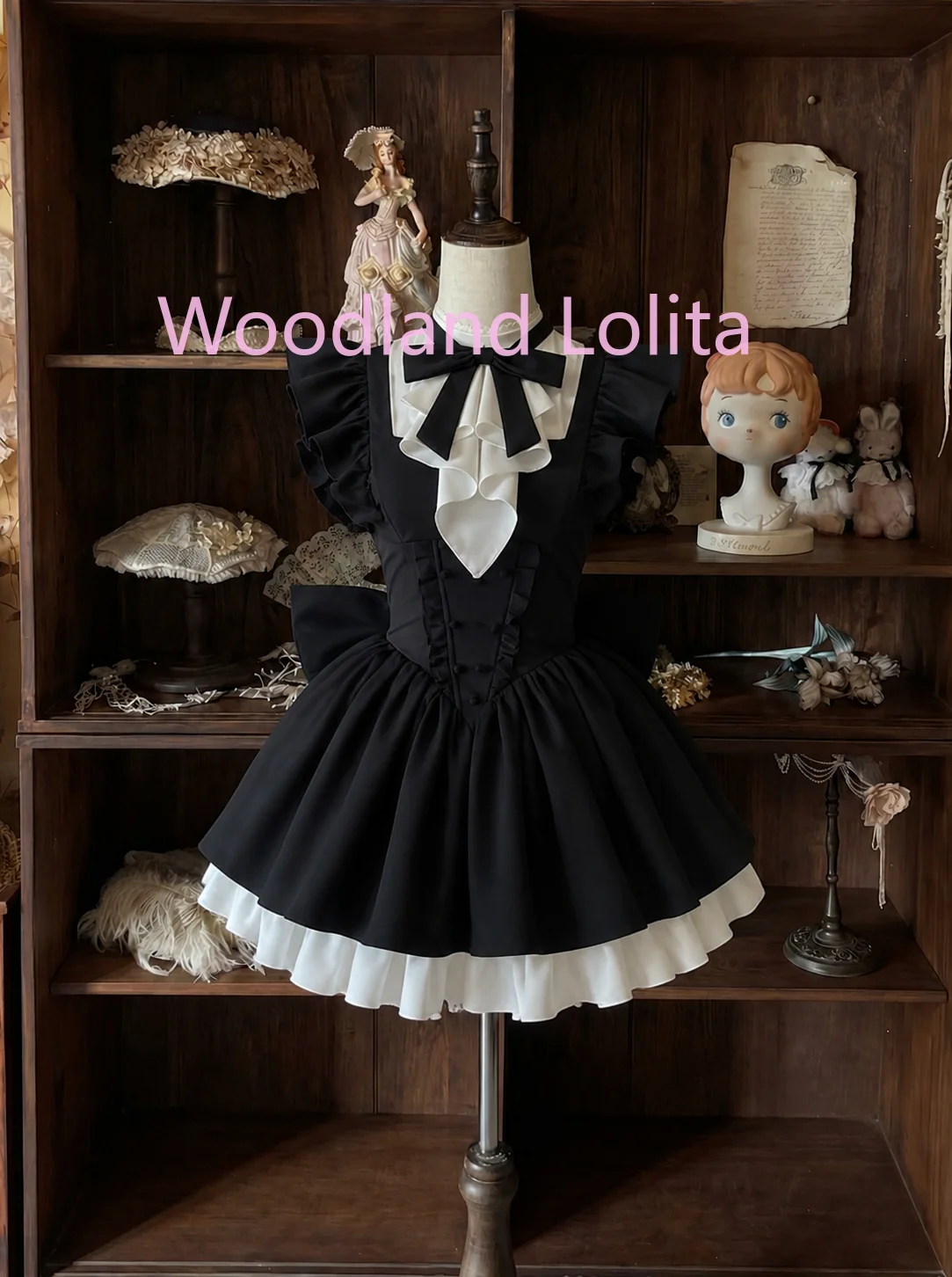 

Japanese Gothic Lolita Dress Women Slim Bow Ruffle Flutter Sleeve Puff Mini Dress Y2K Fashion Popular Birthday Party Chic Outfit