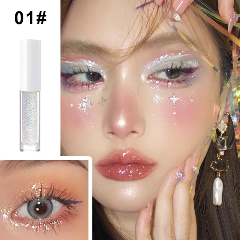 VERONNI مقاوم للماء نجمة النقاط ظلال العيون السائل بيرليسسينت غرامة وامض سهلة بالدوار عالية اللمعان السائل عالية الصباغ ماكياج العين