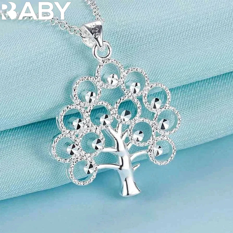 

45cm 925 Sterling Silver fine tree Pendant Necklace For Women Fashion charms Christmas gifts party Wedding Jewelry