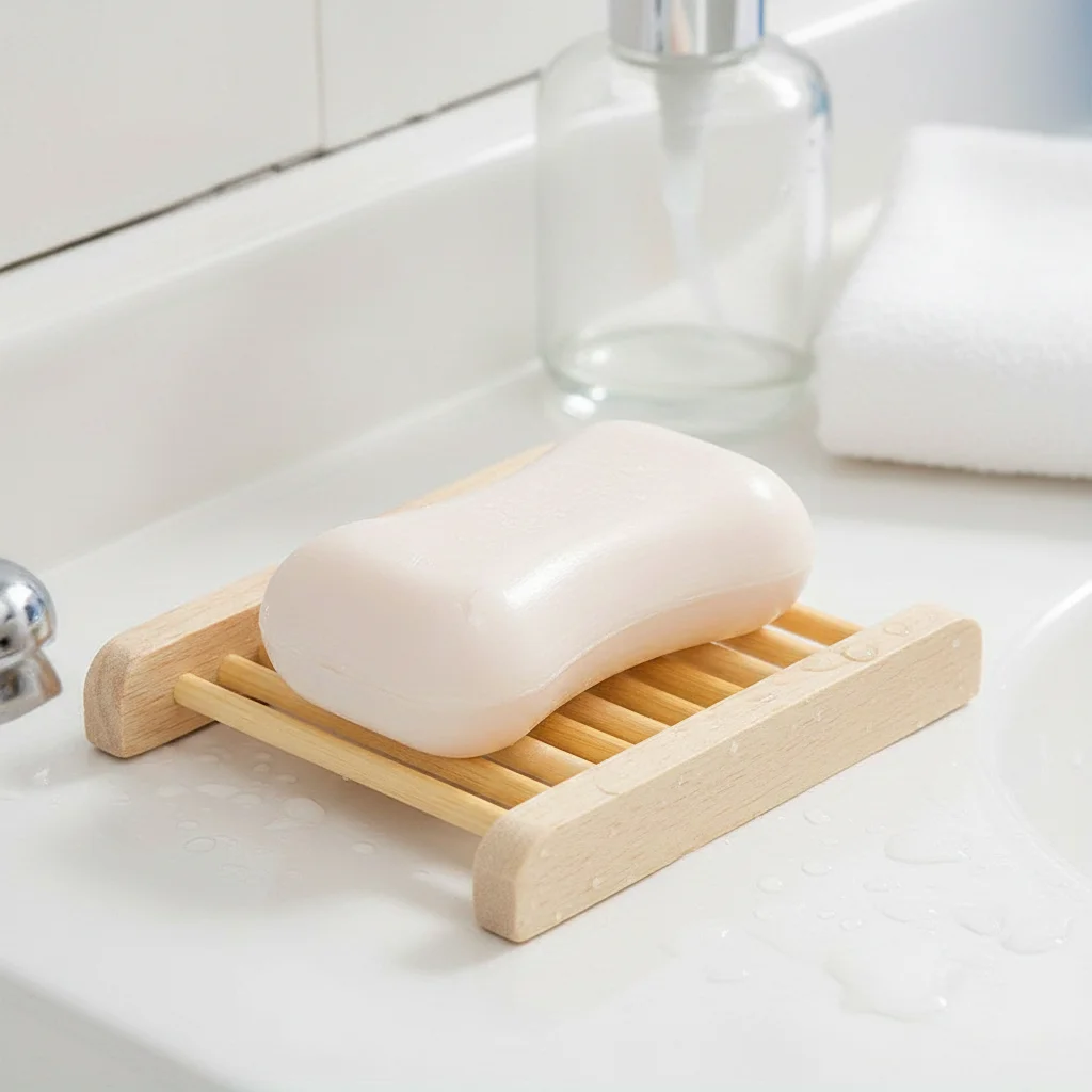 Portable Natural Wood Soap Tray Rack Bathroom Shower Holder Non-Slip for Home Use