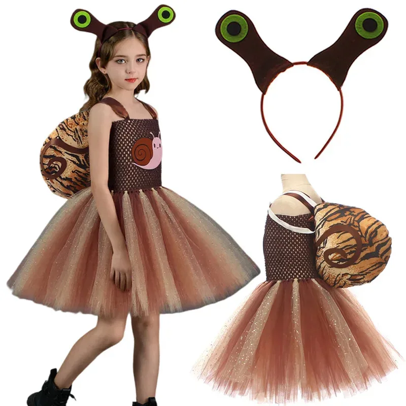 Cute Snail Cosplay Fantasy Girls Cloth Cartoon Animal Stage Costume Disguise Teen 6 to 14 Years Roleplay Fantasia Party Outfits