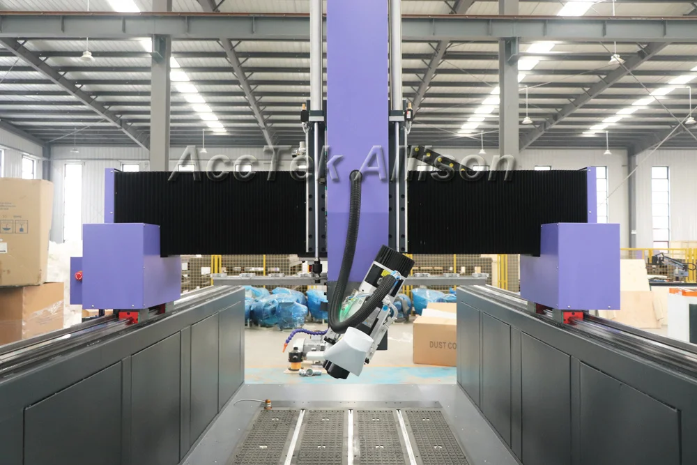 AccTek-enrutador CNC para tallado en madera, 4x8, 1325, 800mm, pórtico Atc, 4 ejes, enrutador de madera con husillo giratorio