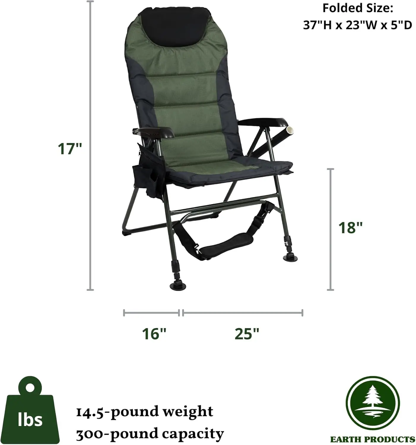 Products Ultimate Camp Chair for Adults, 4-Position Outdoor Seating with New Adjustable Front Legs, Comfortable Built-in Pillow