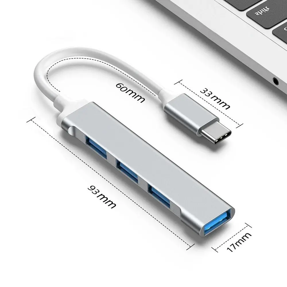 4포트 USB 3.0 허브 OTG 고속 타입 C 스플리터 안정적인 멀티포트 USB&타입-C 어댑터 PC 컴퓨터 액세서리 게임 플레이어용