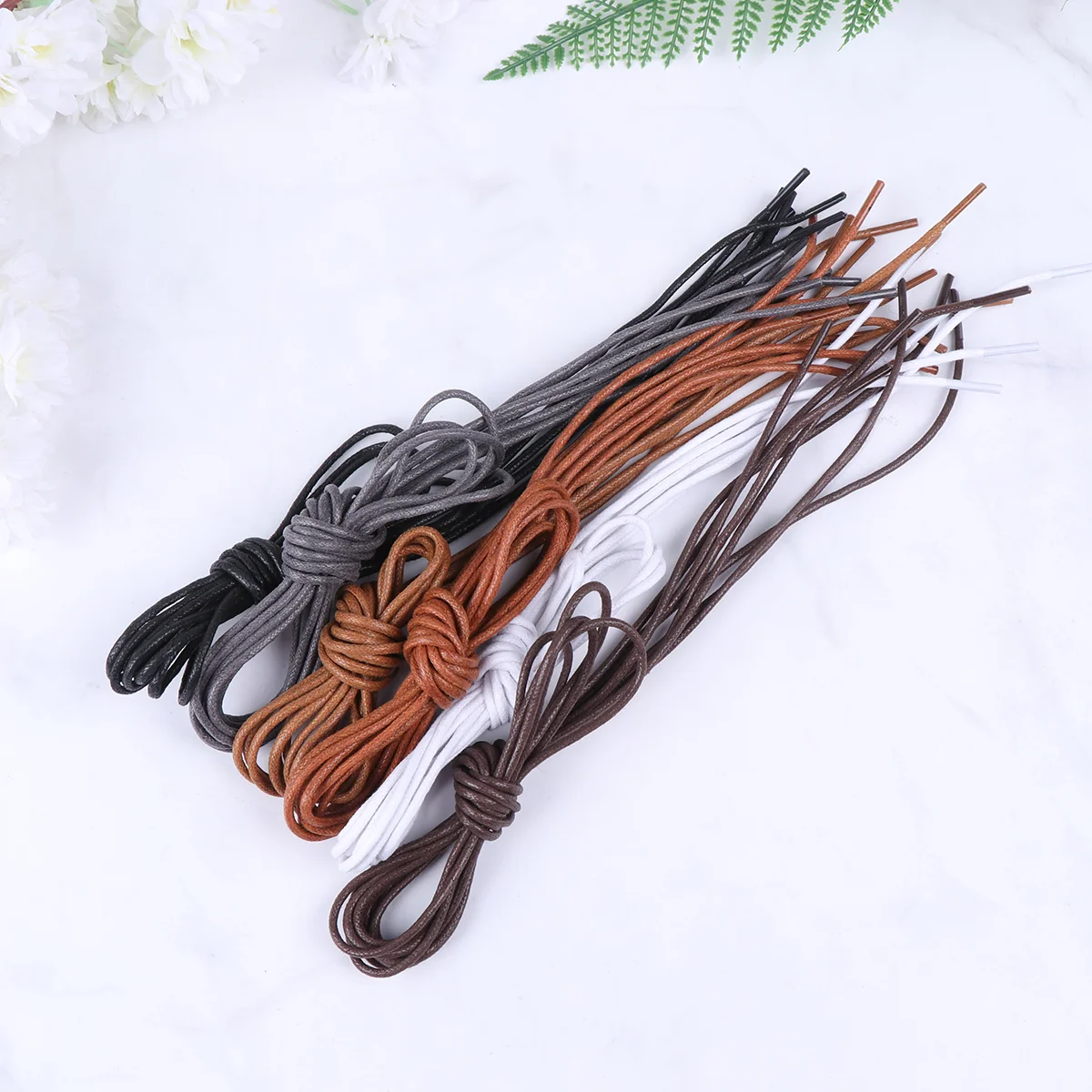 12 Pairs White Shoe Laces Waxed Shoelace Shoes Accessories Ribbon Aldult Classic Round Thin