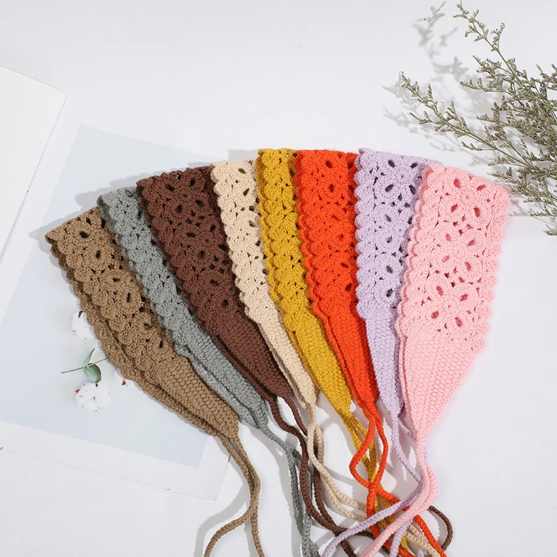 New Crochet Hair Band Women French Headscarf Knitting Headbands Wide Elastic Hairbands Fashion Hair Accessories