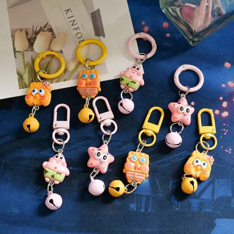 

Kawaii SpongeBob SquarePants Big Star Keychain Cute Cartoon Resin Pendant Girl Backpack Accessories Gift Best Friend