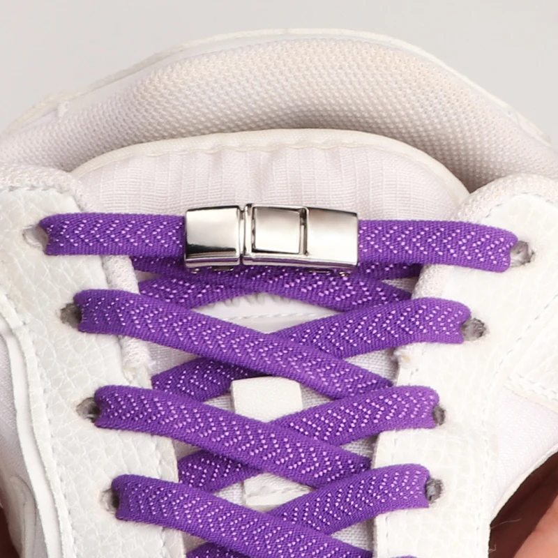 Press Lock Shoelaces without ties Elastic Laces Sneakers 8MM Wide Flats No Tie Shoe laces Kids Adult Running Shoelace for Shoes image 2
