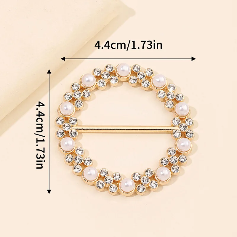 Ring Inlaid with Pearls and Rhinestones Metal Silk Scarf Buckle for Women’s Fashion Versatile Clothing Scarf Decorative Buckle