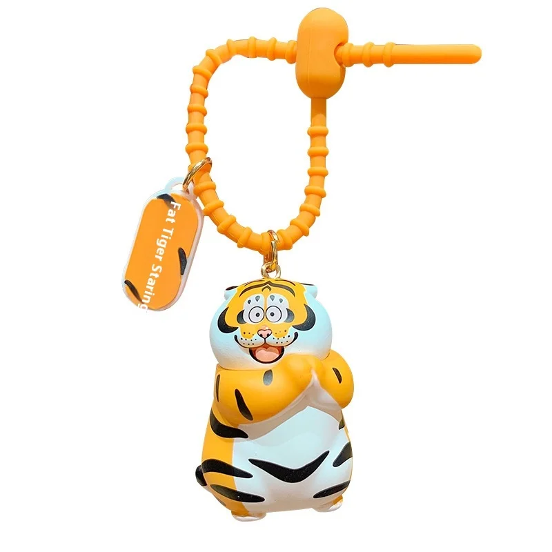 Cartoon I Am Not Fat Tiger Keychain Student Bag Decoration Personalized Fashion Key Pendant   Decorations Front Rabbit Unlimited