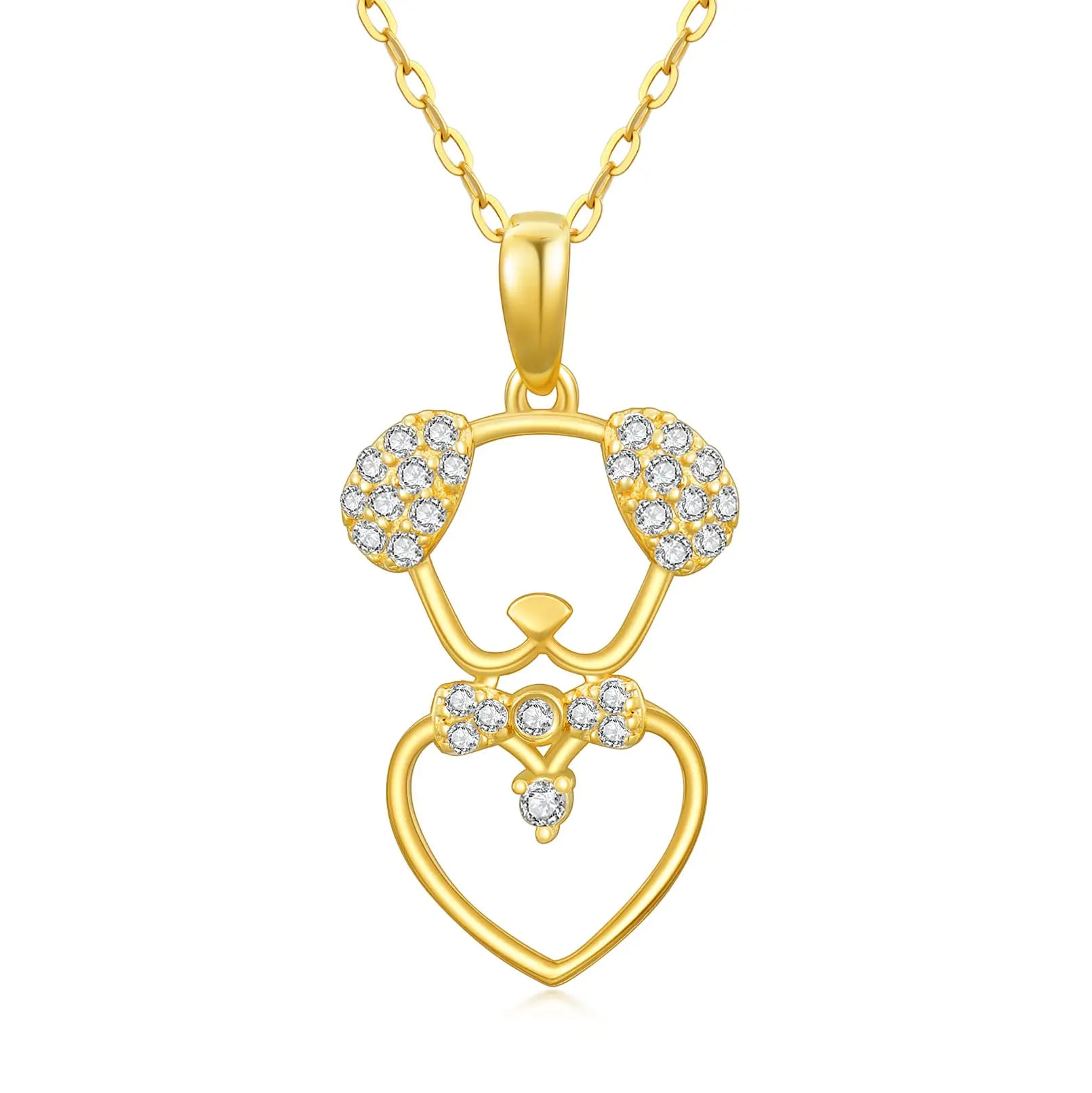 YFN 14K Real Gold Butterfly Dog Dragonfly Necklace for Women Teen Girls Yellow Gold Animals Pendant Necklace Animal Jewelry