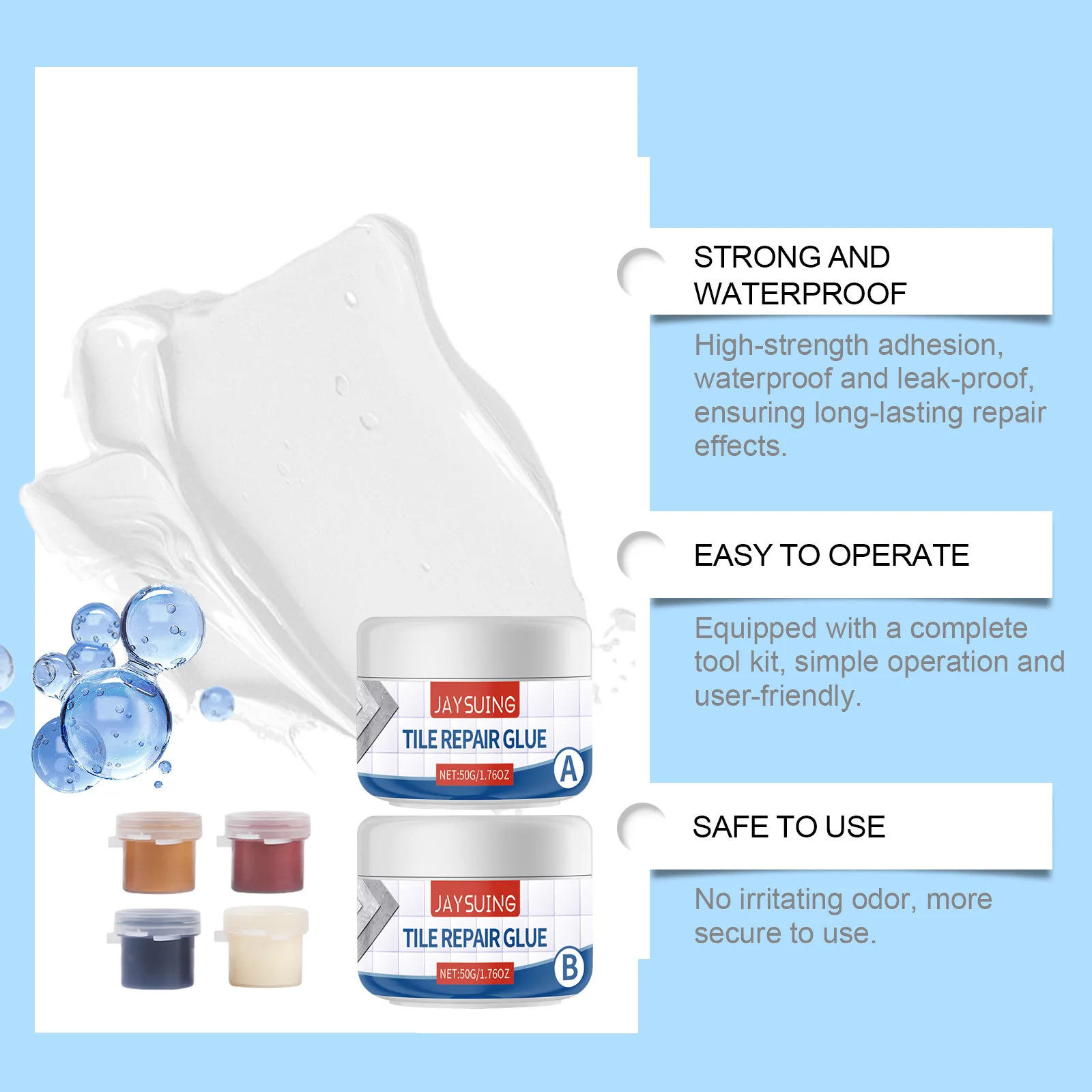 Ceramic Tile Repair Adhesive Universal Bathroom Tub Shower Hollow Empty Drum Crack Repair Filling Wall Seam Ceramic Crack Paste