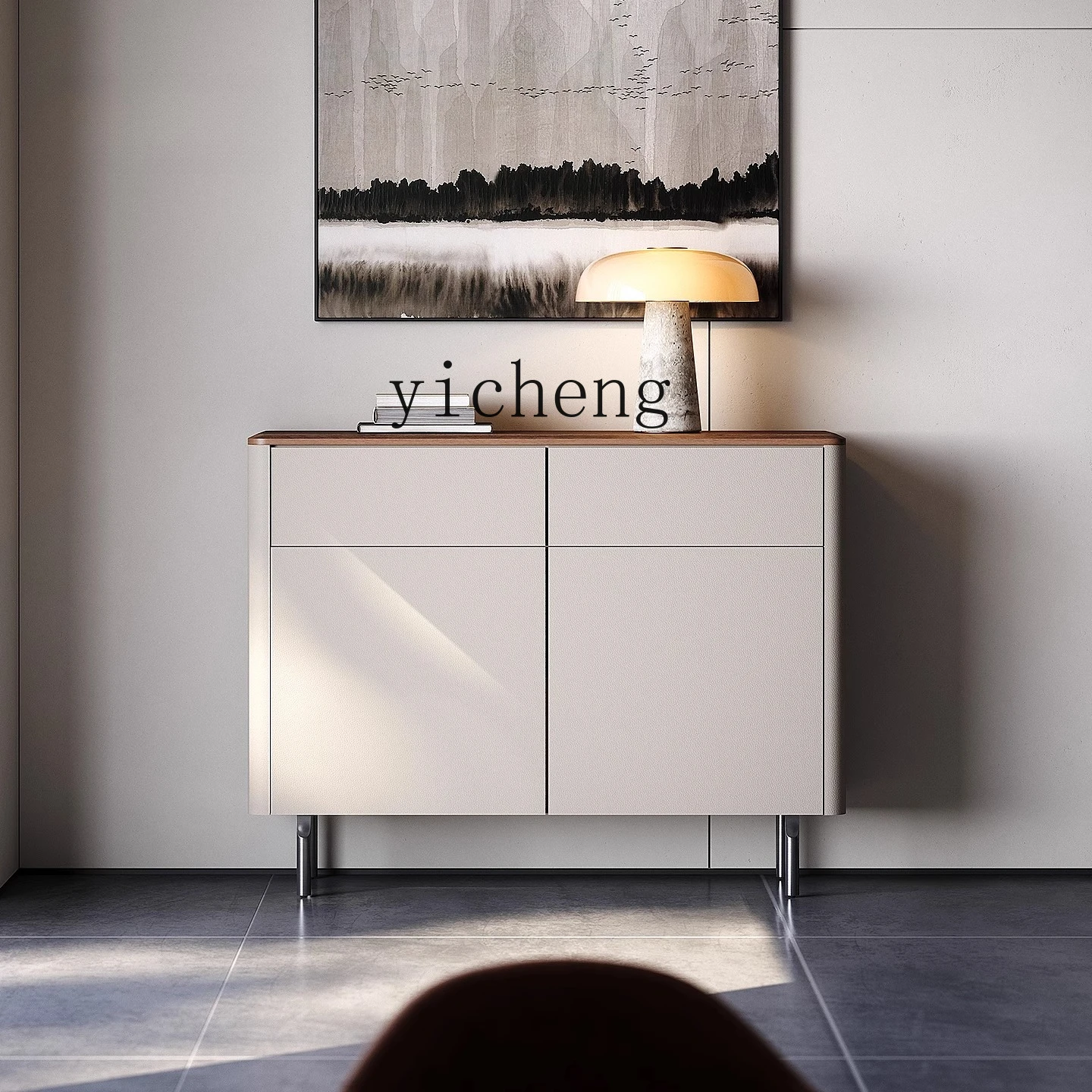 

LSL Italian Style Light Luxury Walnut Sideboard Cabinet Villa Large Flat Floor Solid Wood Minimalist Storage Cabinet