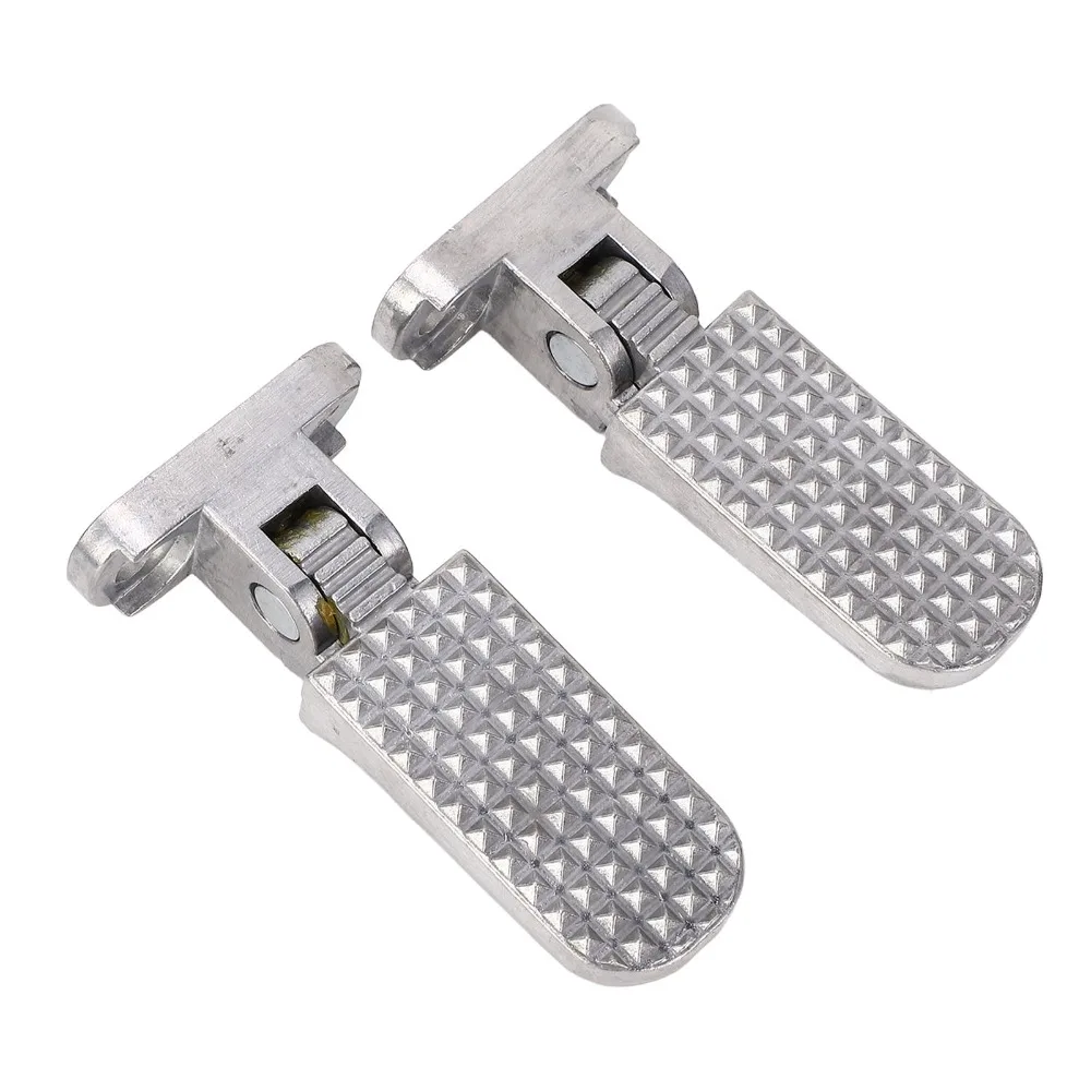 Solid Silver Foot Pegs Aluminium Alloy Foldable Rear Footrest Bike Footpegs for Electric / Mountain / Road Bikes Daily Commute
