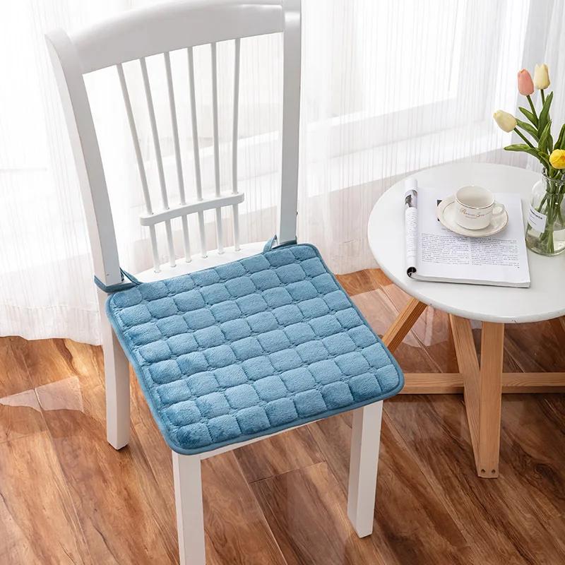 

Simple Style Square Solid Color Dining Room Chair Cushion Household Office Plush Warm Seat Pads Square Non Slip Home Decor Mats