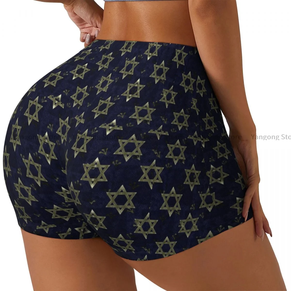 Push Up Short Elasticity Scrunch Butt Jewish Israeli Flag Running Shorts Sports Shorts Womens Clothes Gym