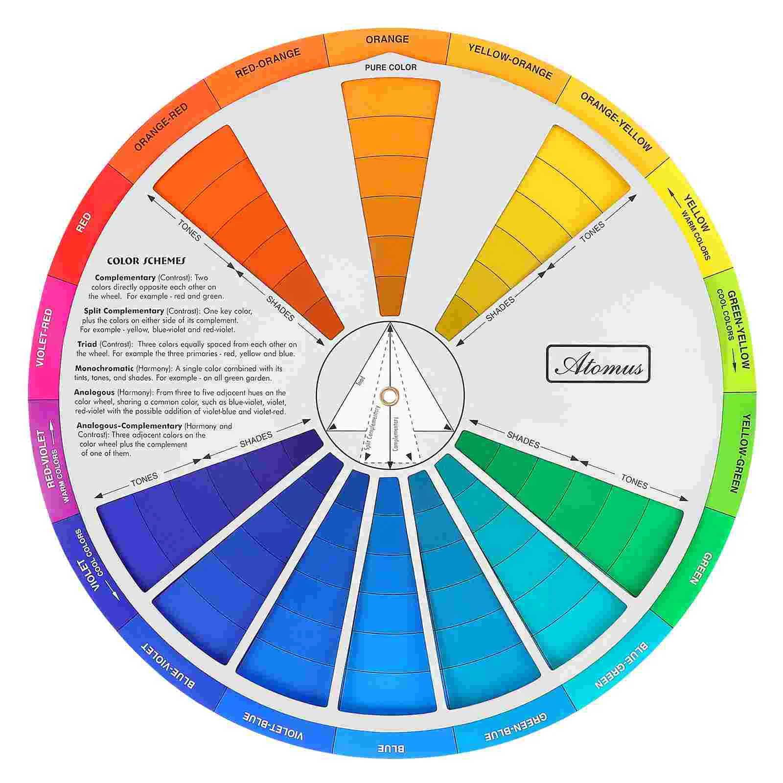 Gradient Color Wheel Book Learning Chart Mixing Deck Paint Grey Rotatable Guide Paper Glass