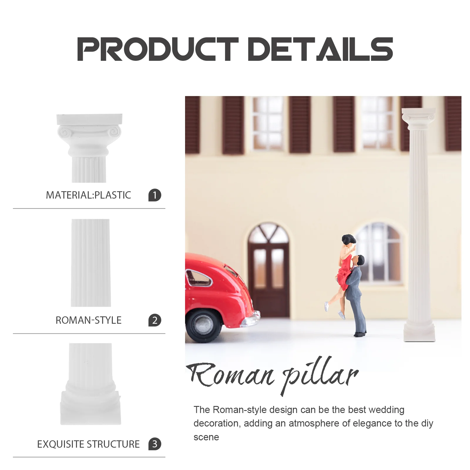 6 Pcs Column Roman Weddings Pillars Decorative Mini Greek DIY Crafts Photo Prop Decorate Entry Way Party