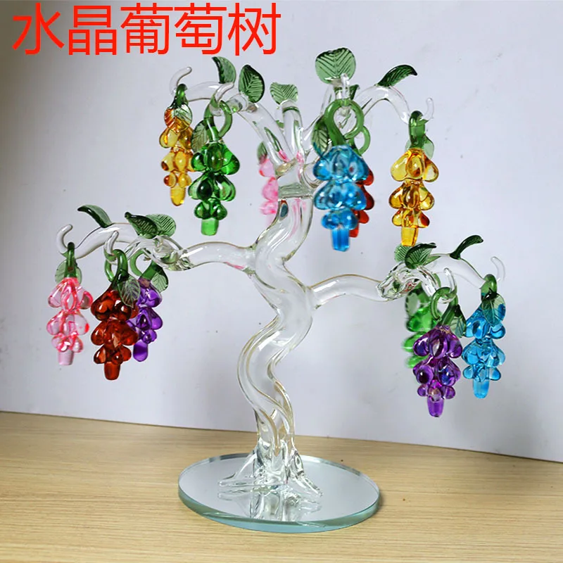 Factory Direct Sales Crystal Apple Tree Moving into the New House House Moving Gift Wine Cabinet Decorations Crystal Grape Ornam