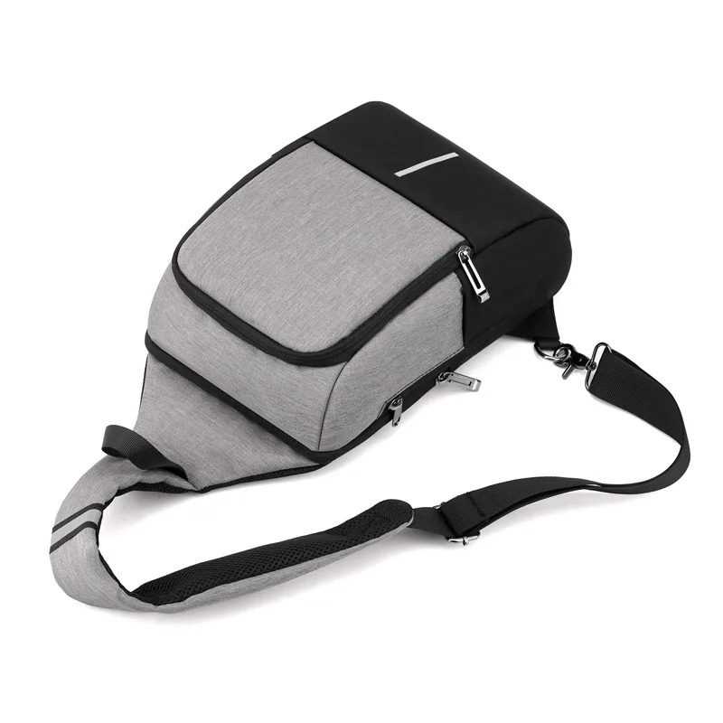 Chest Bag Men\'s Cross-body Chest Bag One Shoulder Chest Bag USB Rechargeable Small Backpack