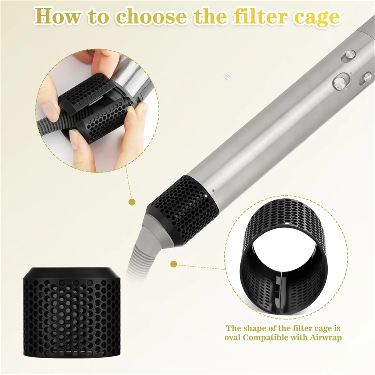 A99TMagnetic Outer Filter Cage Cover for Dyson Airwrap HS01/HS05 Durable Replacement Attachment Hair Styler Filter