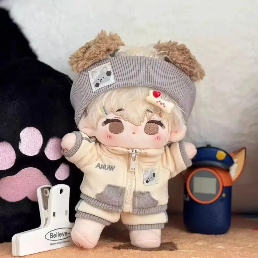 Hoodie 20cm Plush Toy Clothes Baseball Hat Set Overalls Cotton Doll Clothes Shoulder Strap Mini Plush Toy Clothes 20cm Doll