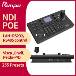 NDI PTZ Camera Joystick Controller 5'' LCD Screen 4D Joystick Controller Keyboard Support PoE Visca Onvif Peldo-d/p