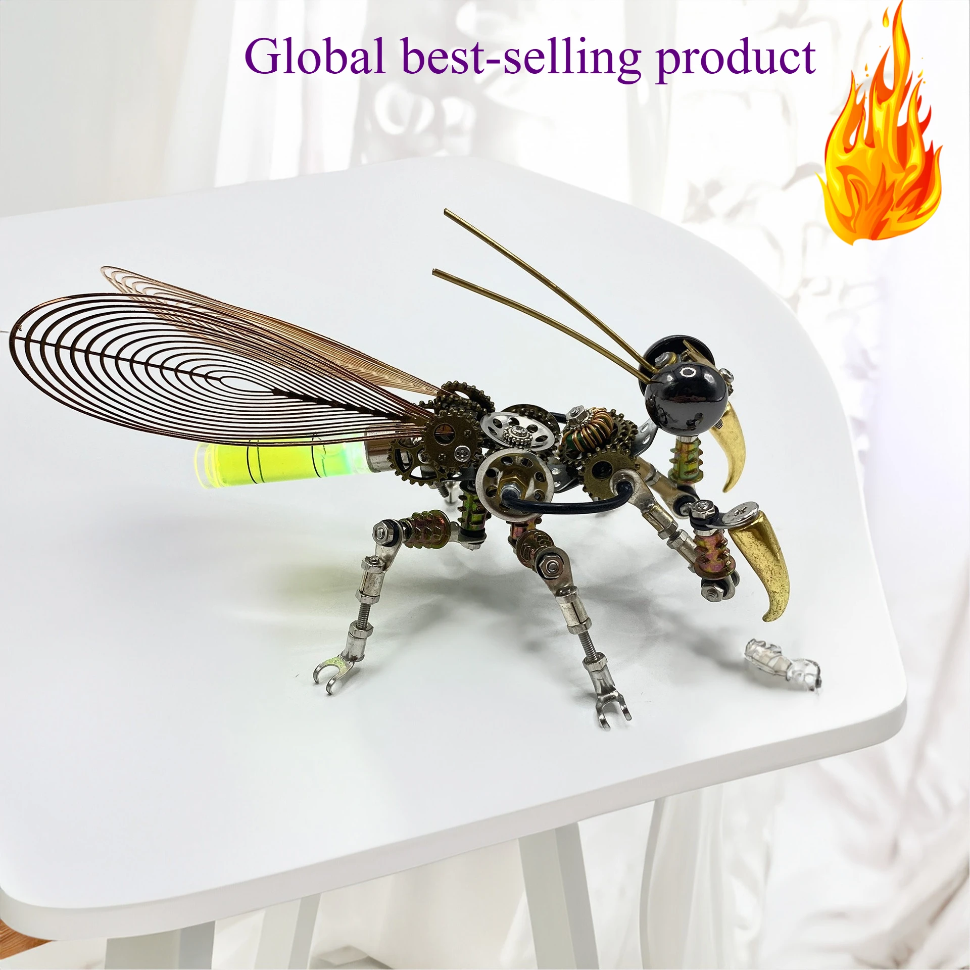 

Colorful Mechanical Mantis Model Kit with LED Lights, 3D Steampunk Insect DIY Assembly, Glowing Desk Art Decor
