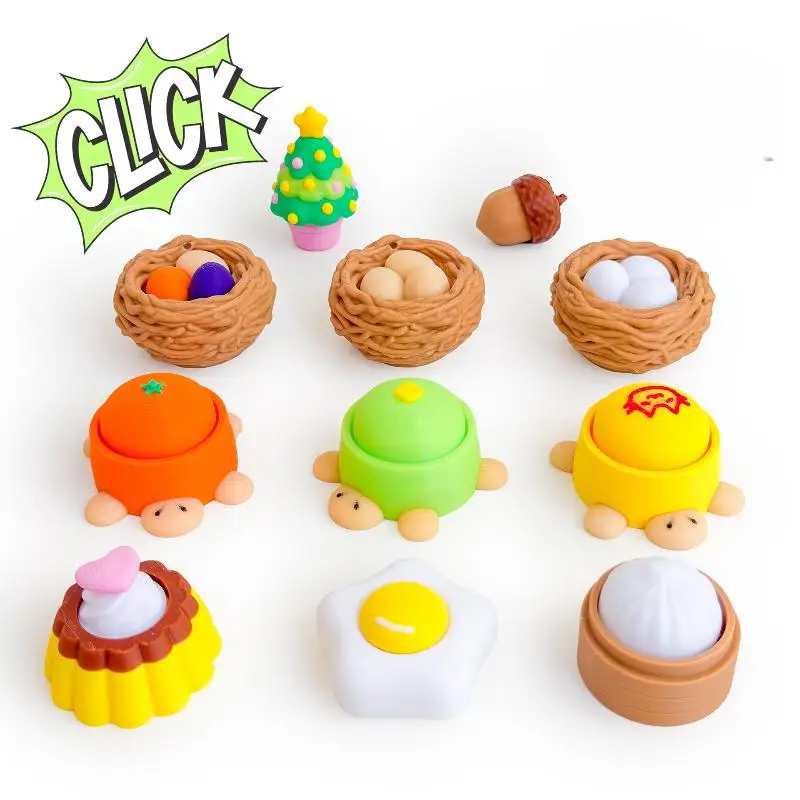 S 1PCS 3D Printing Turtle Steamer Bun Pendant Button Decompression Keychain Bag Hanging Decor Stress Relief Fingertip Clicker
