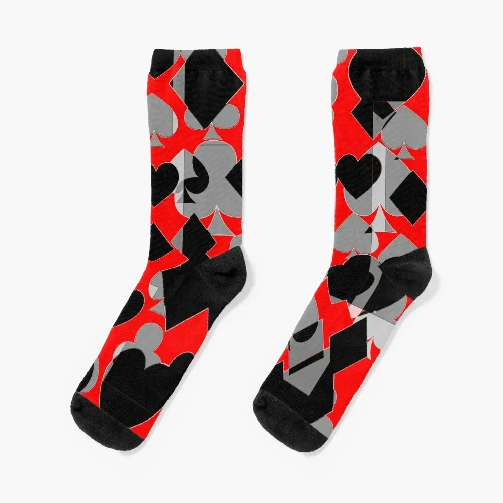 GREY, RED & BLACK CASINO NIGHT ABSTRACT ART Socks Stockings cool short Designer Man Socks Women's