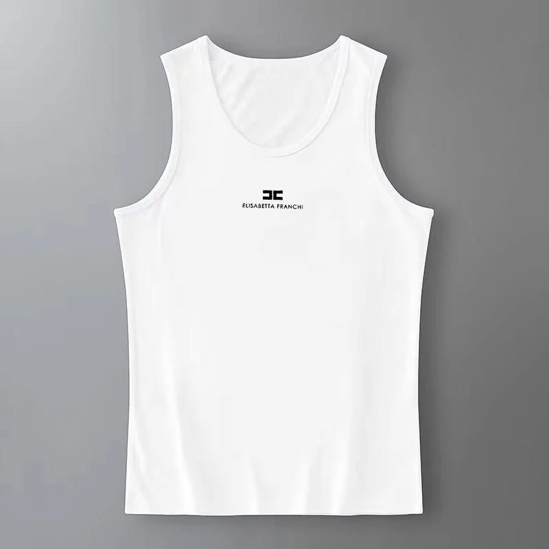 

2025 High Waist American Sleeveless Simple Women's Vest Slim-fit Vest Women's Summer Elastic Crew Neck Top Shapes Waist