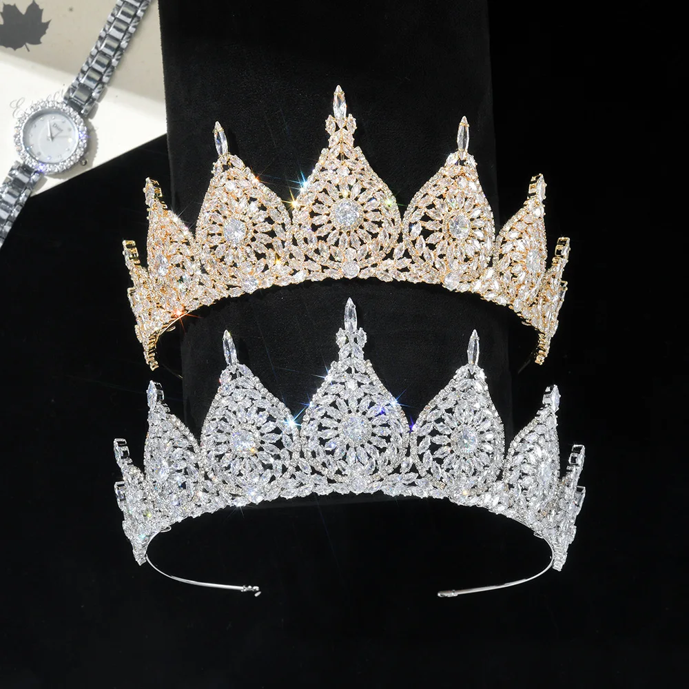 

Queen Crown Tiara For Bride Wedding Headpiece Cubic Zirconia Bridal Tiaras For Women Pageant Diadem Prom Hair Jewelry Headdress