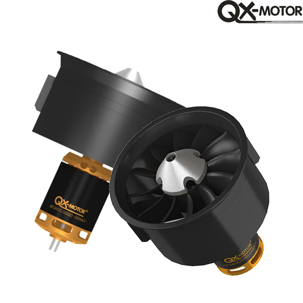 QX-MOTOR  64mm EDF Set QF2822 2200/2400/3500/3800/4300KV Brushless Motor /w 12 Blades Ducted Fan 60A 80A esc for RC Airplane