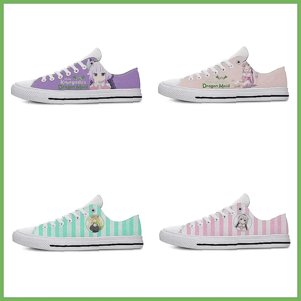

Anime Dragon Maid Canvas Sneakers 3D Print Fashion Low Top Breathable Shoes for Men Women