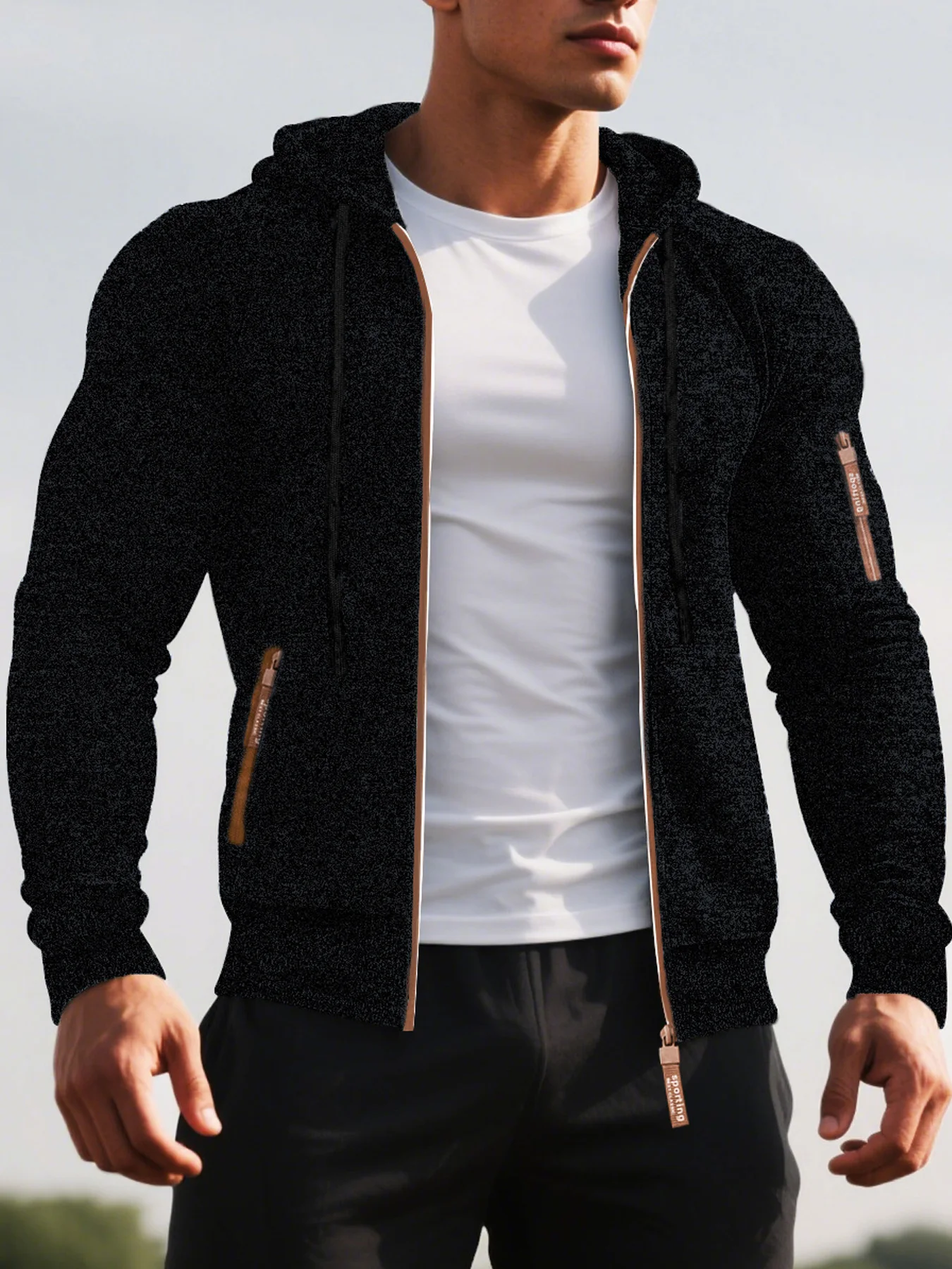 Men's Hoodies Autumn Winter Solid Zip Up Hoodie Men Sweatshirts Cardigans Long Sleeve Hooded Sweatshirt Men Hoody Outerwear