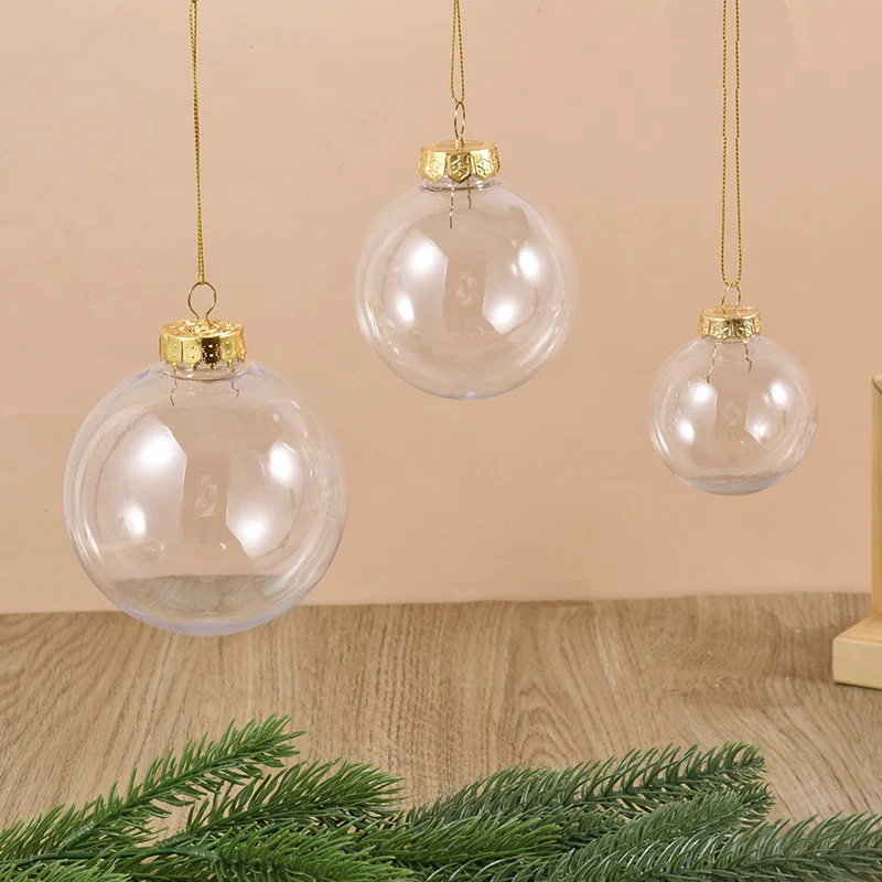 

3/6Pcs Transparent Christmas Ball Pendant Xmas Tree Fillable Hanging Ball DIY Ornament Christmas Home Decoration Navidad Gift