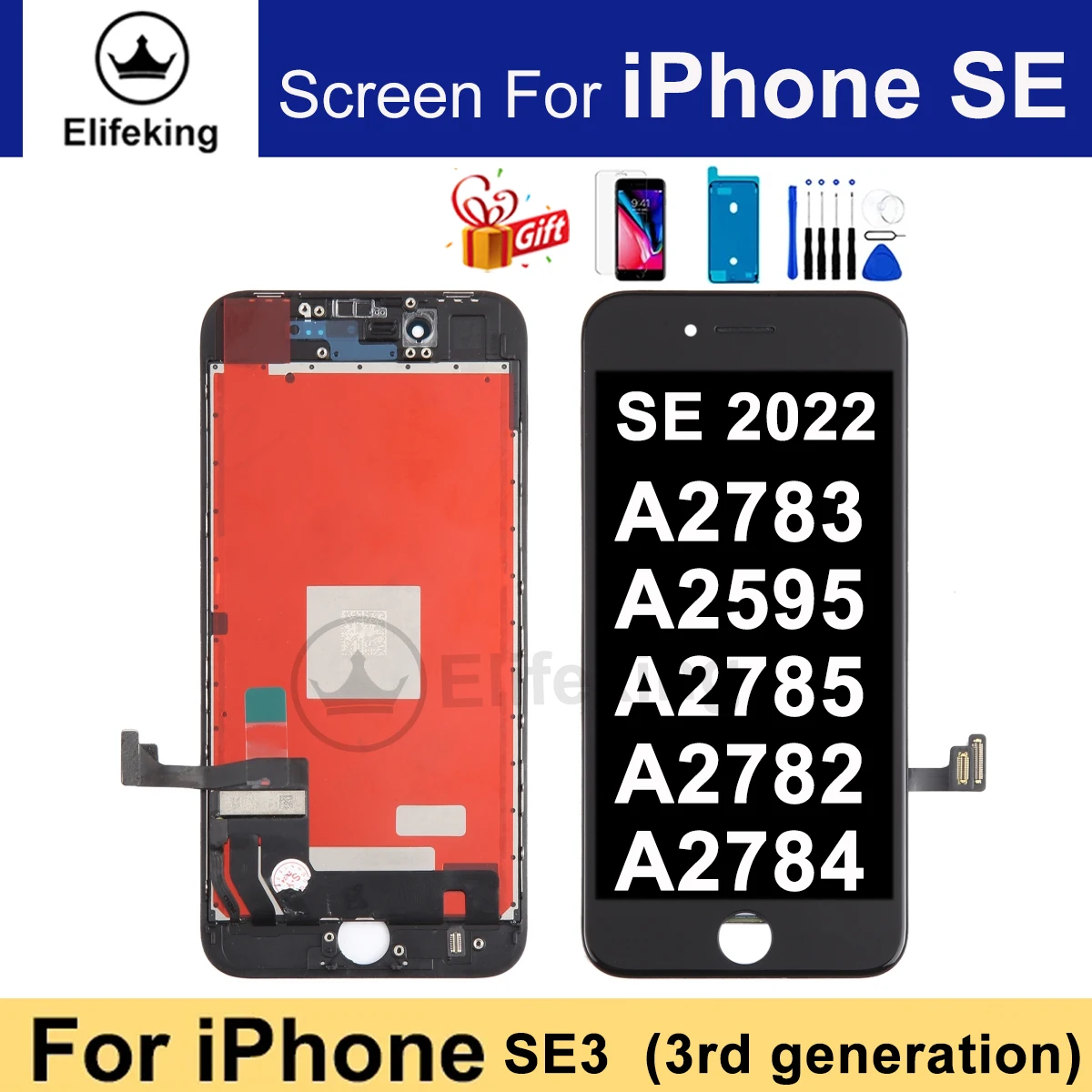 Pantalla LCD SE3 para iPhone SE 2022, piezas de repuesto de pantalla táctil para A2783 A2595 A2785 A2782 A2784, montaje de digitalizador probado